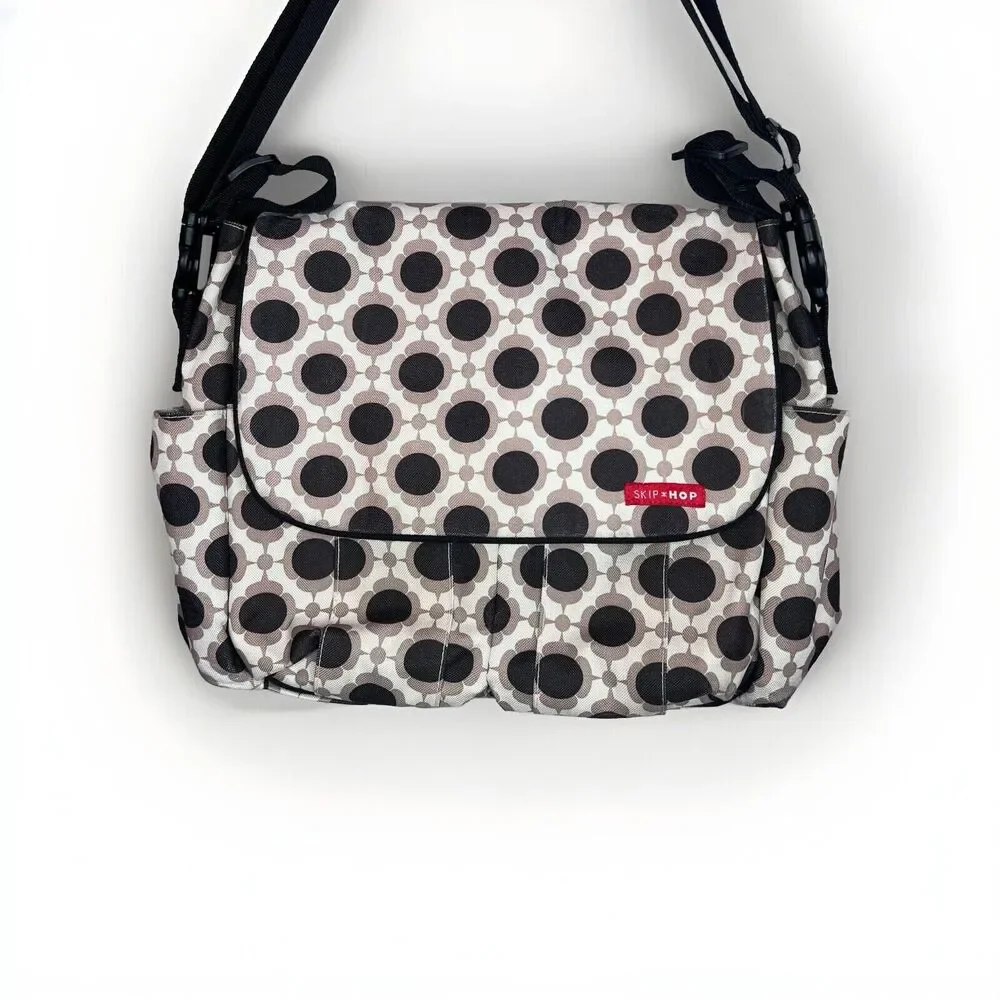 Skip Hop Dash Deluxe Diaper Bag Black Polka Dot Large Unisex Multiple Pockets